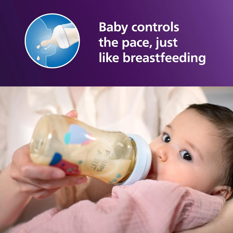 Mamadeiras Philips Avent 9 oz mamilos fluxo médio pacote com 2 - Imagem 3 de 4