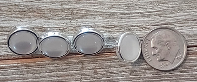 4 Round Silver Metal Faux Pearl Shank Buttons 3/8'' Sewing Crafting 