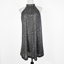 Loft Size Small Silver Sequin Halter Mini Dress NWT