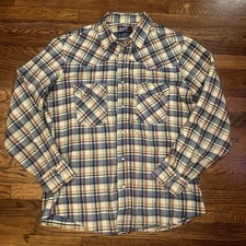 Vintage 80's Levi's Flannel Long Sleeve Shirt Pearl Snap Large Made In USA