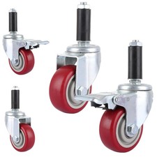 SHUESS 4 Pack 3" Prep Table Wheels, Expanding Stem Caster fit for 7/8" and 1" ID