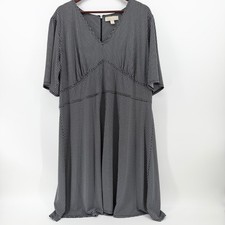 Michael Kors Plus 3X Monochrome Geometric Fit Flare Dress Short Sleeve
