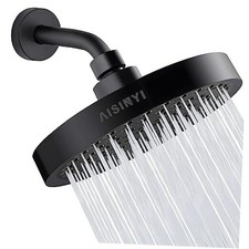 High Pressure Rainfall Shower 6 Inch Round 1 PCS  Shower Arm Matte Black