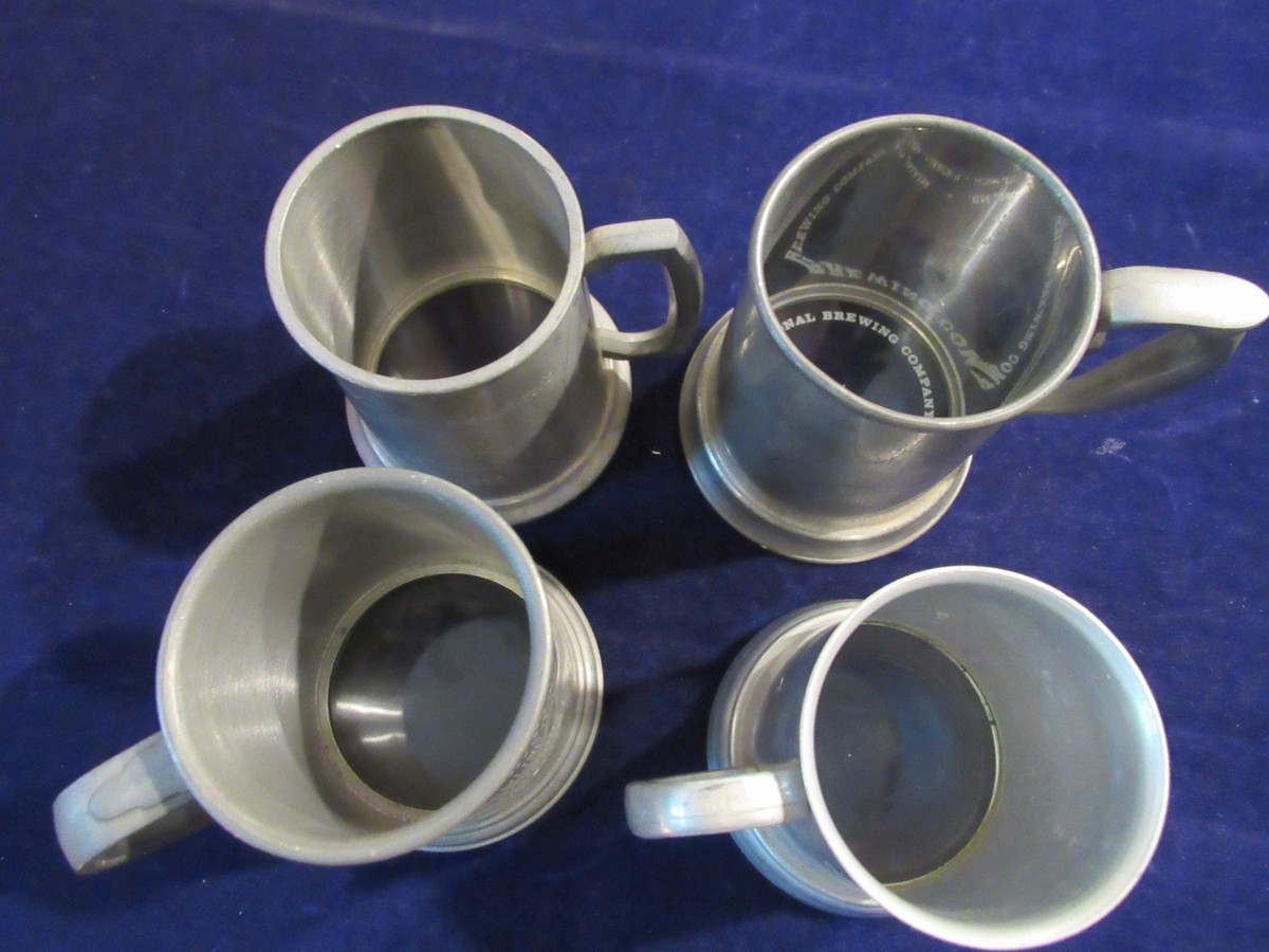 4 Vintage Regatta Pewter Metal Tankard Mug Stein Sailing Yacht