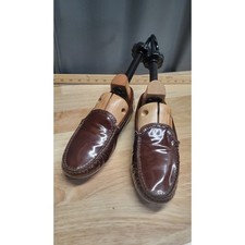 VINTAGE Tods Womens Burgundy Patent Leather Loafer Sz 37 7 Pre-owned