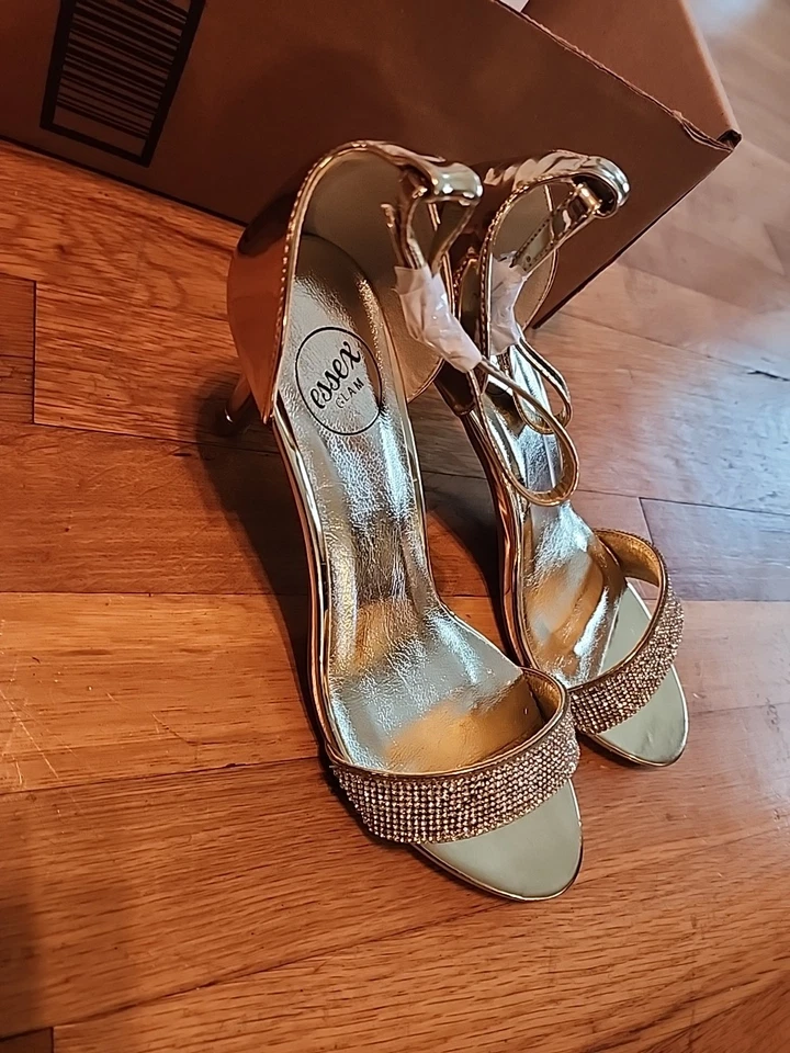 Essex Glam Women's Ankle Strap Sparkle Silver Heels Size 5 - Image 2 of 4