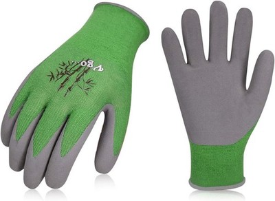 5 Paar Gartenhandschuhe für Erwachsene | grün gummibeschichtet Arbeitsgriff Bambus Handschuhe