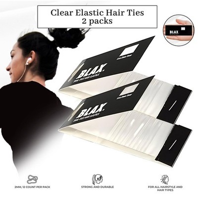 Blax Hair Elastics Snag-Free Clear Pony Holders, 12 Count (2 Pack)