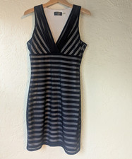 GUESS Women’s Navy/White Striped Lace Sheath Dress Sleeveless V-Neck, 10