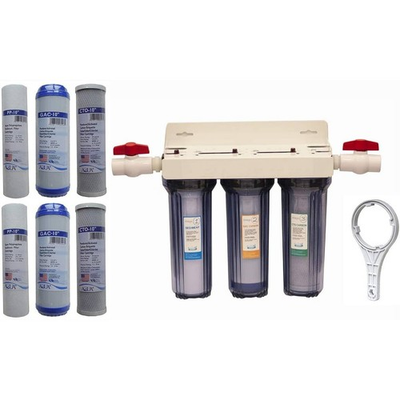 #ad 3 Stage Water Filtration System 3 4″ port with 2 valves and extra 2 sets $159.00