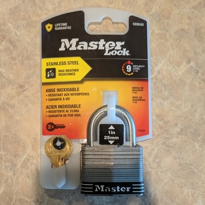 Master Lock 5SSKAD Stainless Steel Keyed Padlock, Weather Resistant Keyway A
