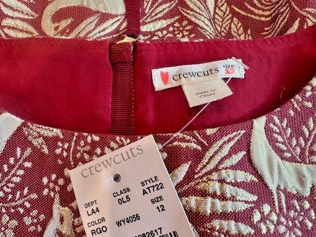 Nuevo con etiquetas Vestido J Crew Crewcuts Sin Mangas Jacquard Niñas Estampado Reno 12 Rojo Foto 3 de 3