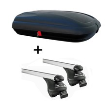 Dachbox CA320L carbonl.+Dachträger Alu für für Mitsubishi Outlander ab 13 aufl. 