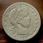 1905-P Barber Quarter VF to XF