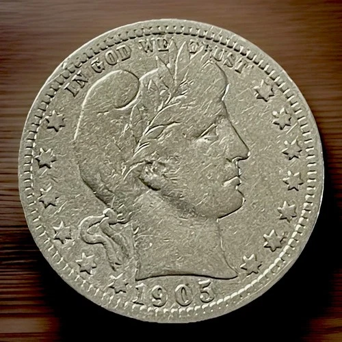 1905-P Barber Quarter VF to XF