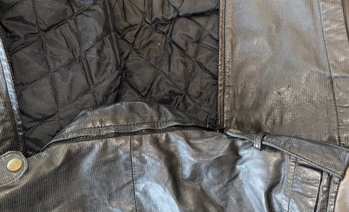 Vtg Sz 38 80s Men's Leather Black Grey Two Toned Cafe Racer Jacket Broken Zipper - Picture 6 of 7