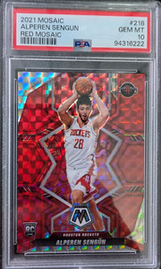 2021 Panini Mosaic Alperen Sengun RC Red Mosaic Prizm SP #218 PSA 10 Rockets 🚀