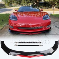 For Corvette C6 2005-2013 Front Bumper Lip Spoiler Splitter Strut Rod Glossy