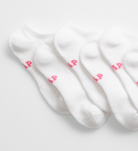 Kid's GAP NO SHOW Socks COTTON white/pink LOGO KIDS SIZE: Medium (2 Pairs) NWOT - Picture 2 of 4
