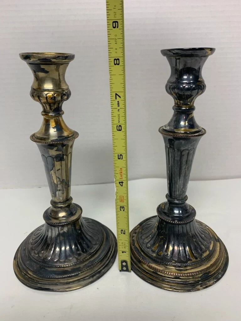 Antique silver hotsell plated candlesticks
