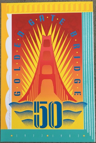 1986 Primo Angeli Serigraph Golden Gate Bridge 18/450 S/N San Francisco Marin 48 - Bild 1 von 11