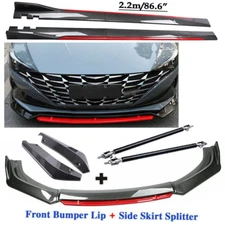 Carbon Fiber Front Bumper Lip Spoiler + Side Skirt Rear For Hyundai Elantra C
