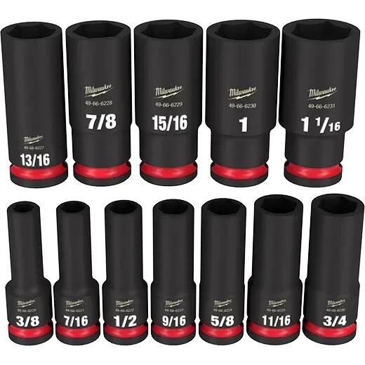 Milwaukee 49-66-7011 SHOCKWAVE 1/2" Drive SAE 6 Point Impact Socket Set - 12PC - Image 2 of 3