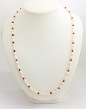 Perlen Kette mit Karneol echte Biwa Z. perle Halskette Edel Geschenk ca 66 cm