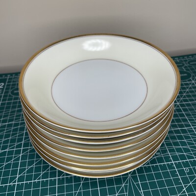 Set of 9 Meito N.S.P. China 7 1/2'' Gold Trim White Bowl Hand Painted in Japan