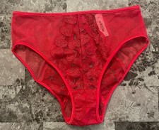 NWT VICTORIA'S SECRET XS RED HEART MESH LACE UP RARE MID RISE CHEEKY PANTIES
