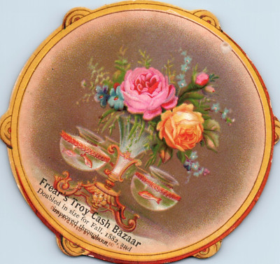 1882 Die Cut Tambourine Frear's Troy Cash Bazaar Gold Fish Bowls F8
