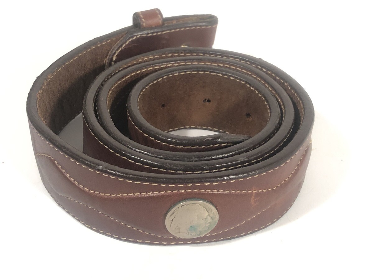 Leegin Genuine Leather Belt Buffalo Indian Nickels Vintage Mens