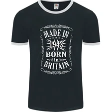 Born In Britain 82nd Birthday Made 1943 Mens Ringer T-Shirt FotL
