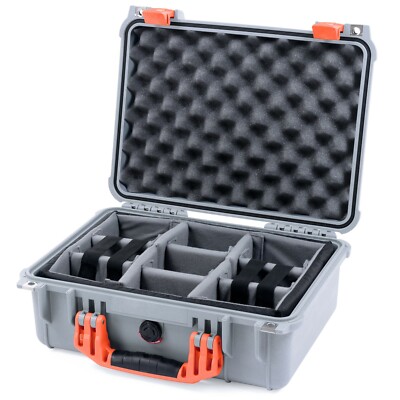 Silver & Orange Pelican 1450 case. Comes with dividers.