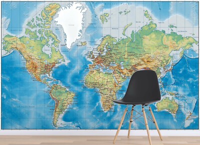 3D World Map ZHUA1458 Wallpaper Wall Murals Removable Self-adhesive Amy