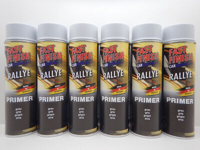 6x FAST FINISH CAR RALLYE PRIMER GRAU HAFTGRUND GRUNDIERUNG KFZ LACKSPRAY 500ml