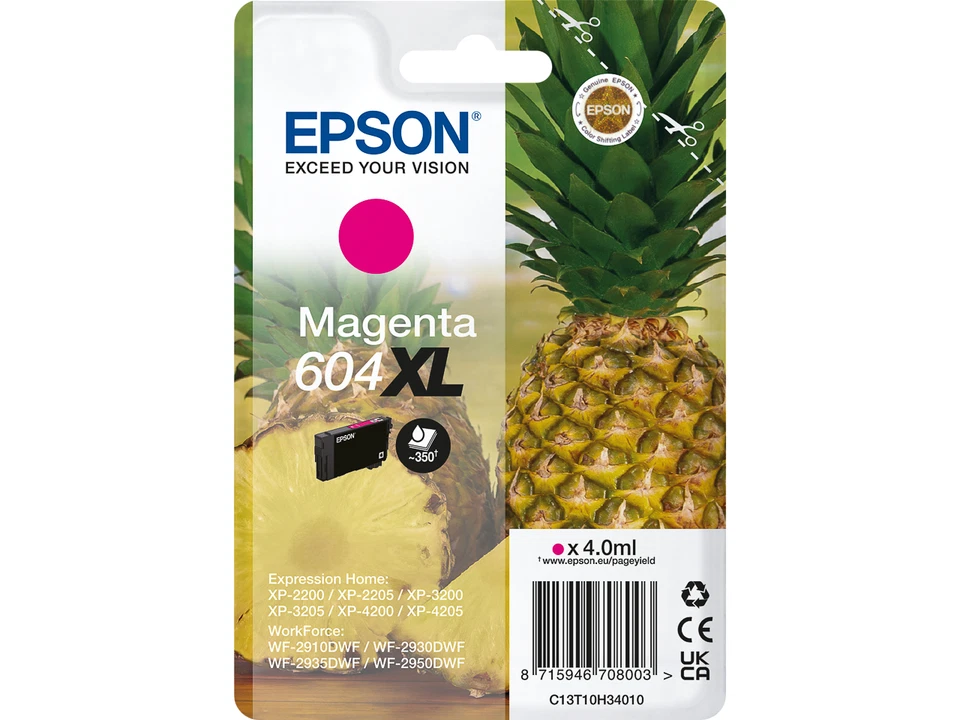 CARTOUCHE ORIGINALE EPSON 604XL  MAGENTA/ 604 xl ananas pas noir cyan jaune - Photo 1/1