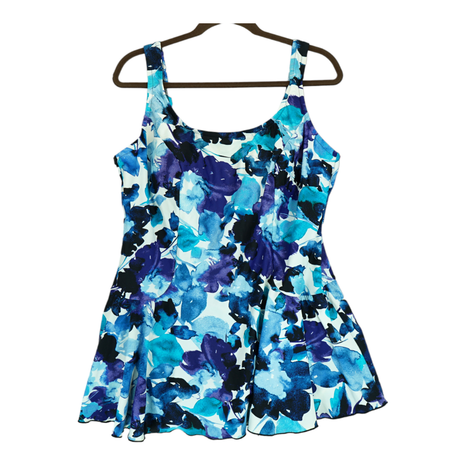 Maxine Of Hollywood Swimsuit Size 20W Swim Dress Padded Floral Purple