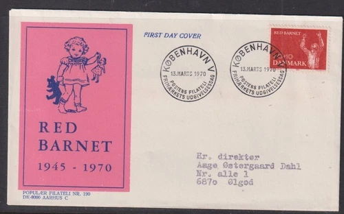 Denmark 1970 Red Barnet  "Popular" First Day Cover Addressed