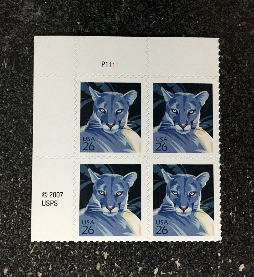 2007USA #4139 26c Panther - Plate Block of 4 - Mint NH - Image 2 of 4