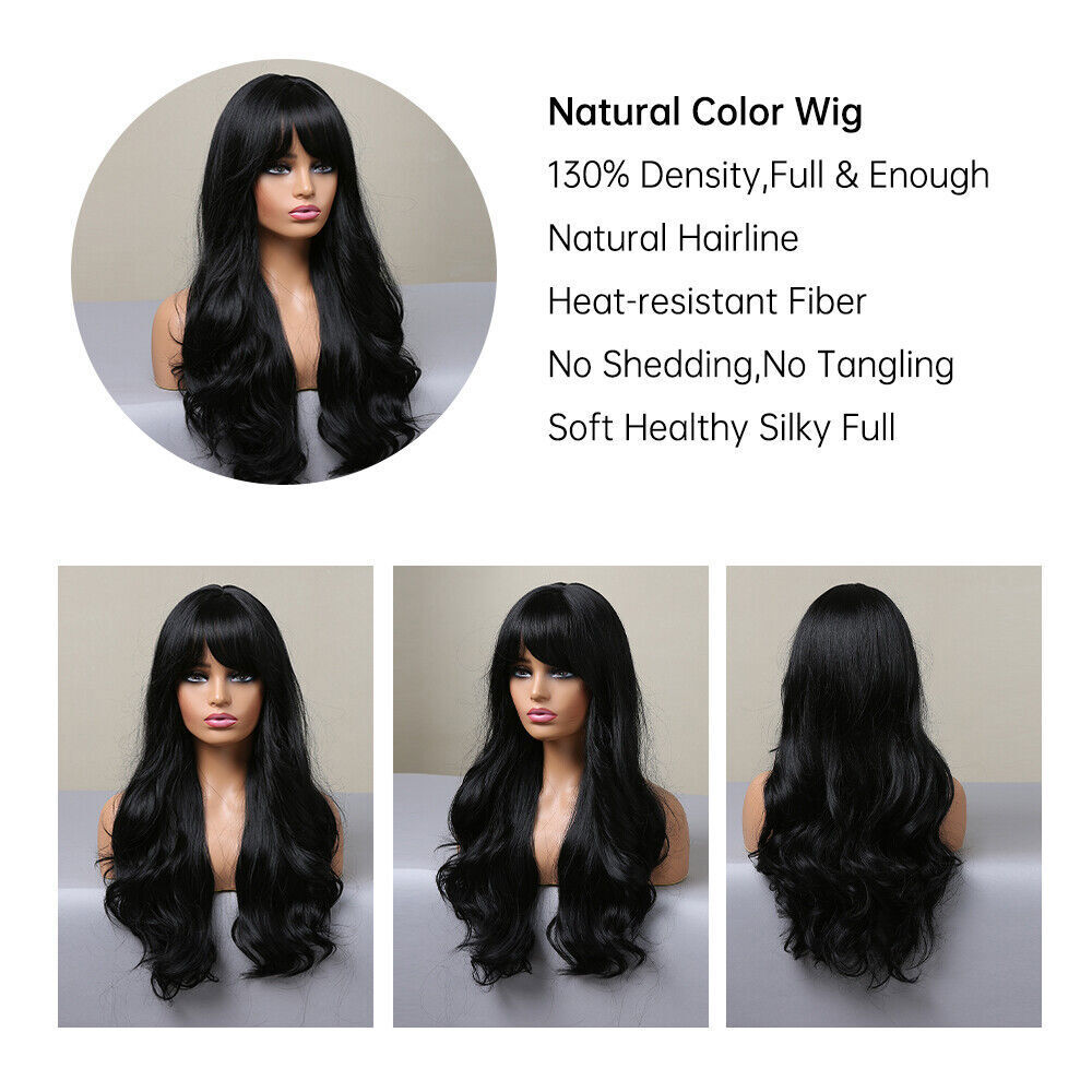 Long Wavy Synthetic Wigs with Bangs for Women Cosplay Daily  display picture 3