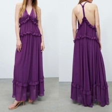 ZARA NEW WOMAN LONG STRAPPY DRESS PURPLE REF: 2599/330