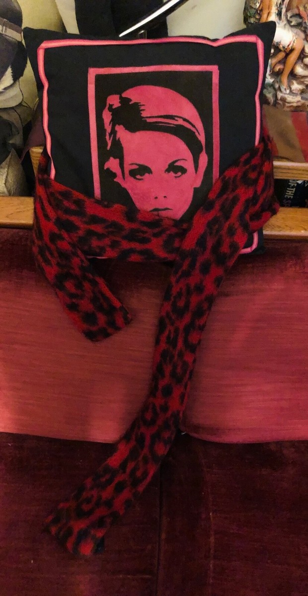NWOT SAINT LAURENT Hedi Slimane Red Leopard Mohair XLong Scarf