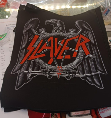 SLAYER BACK PATCH NEW RARE COLLECTABLE WOVEN ENGLISH IMPORT BACKPATCH