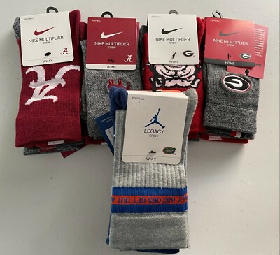 NIKE OFFICIAL NCAAF CREW SOCKS GEORGIA BULL DOGS FLORIDA GATORS MULTI SIZES