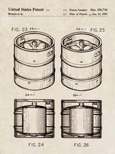 Wall Decoration Poster.Home Room art design.Beer keg patent invention.11718