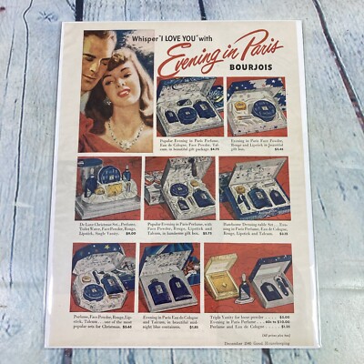1946 Bourjois Evening in Paris Perfume Vtg Print Ad/Poster Promo Art Magazine Pg