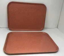 2 Vintage Mid-Century Modern MCM Retro Kys-Ite Cafeteria Tray Salmon Pink 12X16