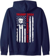 Donald Trump 2024 Take America Back American Flag Unisex Hooded Sweatshirt