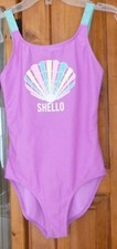 SHELLO LEOTARD Pink w Aqua Straps Colorful Glitter Clam Shell DANCE LEOTARD XS